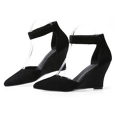 Women's Shoes Sheepskin Summer Comfort Heels Wedge Heel Black / Red / Blue Women's Shoes Sheepskin Summer Comfort Heels Wedge Heel Black / Red / Blue