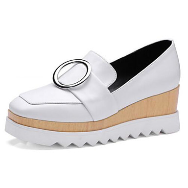Women's Shoes Nappa Leather Spring Comfort Flats Flat Heel Square Toe White / Black Women's Shoes Nappa Leather Spring Comfort Flats Flat Heel Square Toe White / Black