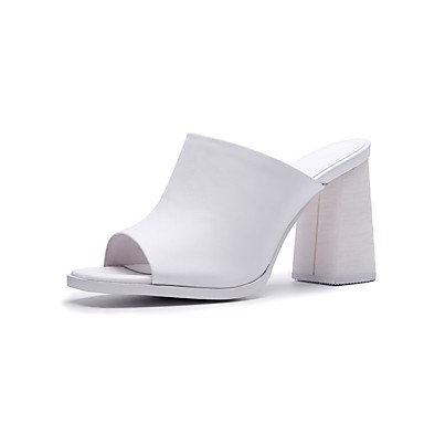 Women's Shoes Nappa Leather Spring & Summer Comfort Sandals Chunky Heel White / Black Women's Shoes Nappa Leather Spring & Summer Comfort Sandals Chunky Heel White / Black