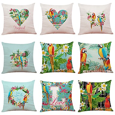 Cushion Sets Online For 2019 9 Pcs Linen Pillow Cover Special Design Fl Print Contemporary European Tropical