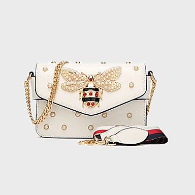 cheap Featured Deals-Women's Zipper / Chain Polyester / PU(Polyurethane) / PU Crossbody Bag Solid Color Black / White / Blushing Pink