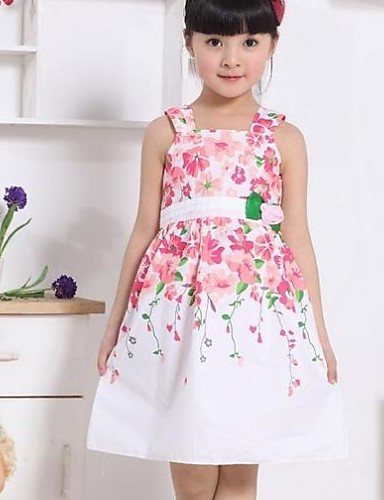 Girl's Floral Dress,Cotton Blend Summer / Winter / Spring / Fall Multi ...