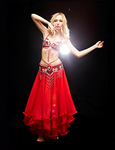 Belly Dance Outfits Womens Training Polyester Beading Sequin 