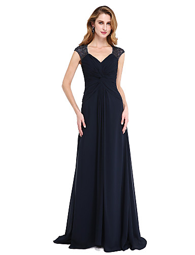 A-Line V-neck Sweep / Brush Train Chiffon Mother of the Bride Dress ...