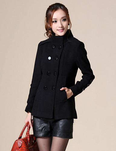 Women's Vintage/Work Thick Long Sleeve Regular Coat (Cotton/Wool Blends ...