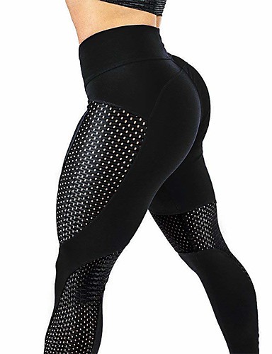 Women High Waist Yoga Tight Short Tummy Control Legging Mesh Patchwork Running Pants Slim Fit Workout Short Swim Button