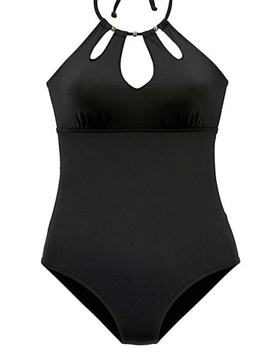 Women's Sporty Basic Black Purple Halter Cheeky One-piece Swimwear ...